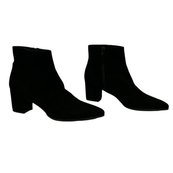 Stuart Weitzman Notazzie Black Suede Ankle Boots Size 9.5 Block Heel Booties - Picture 3 of 9